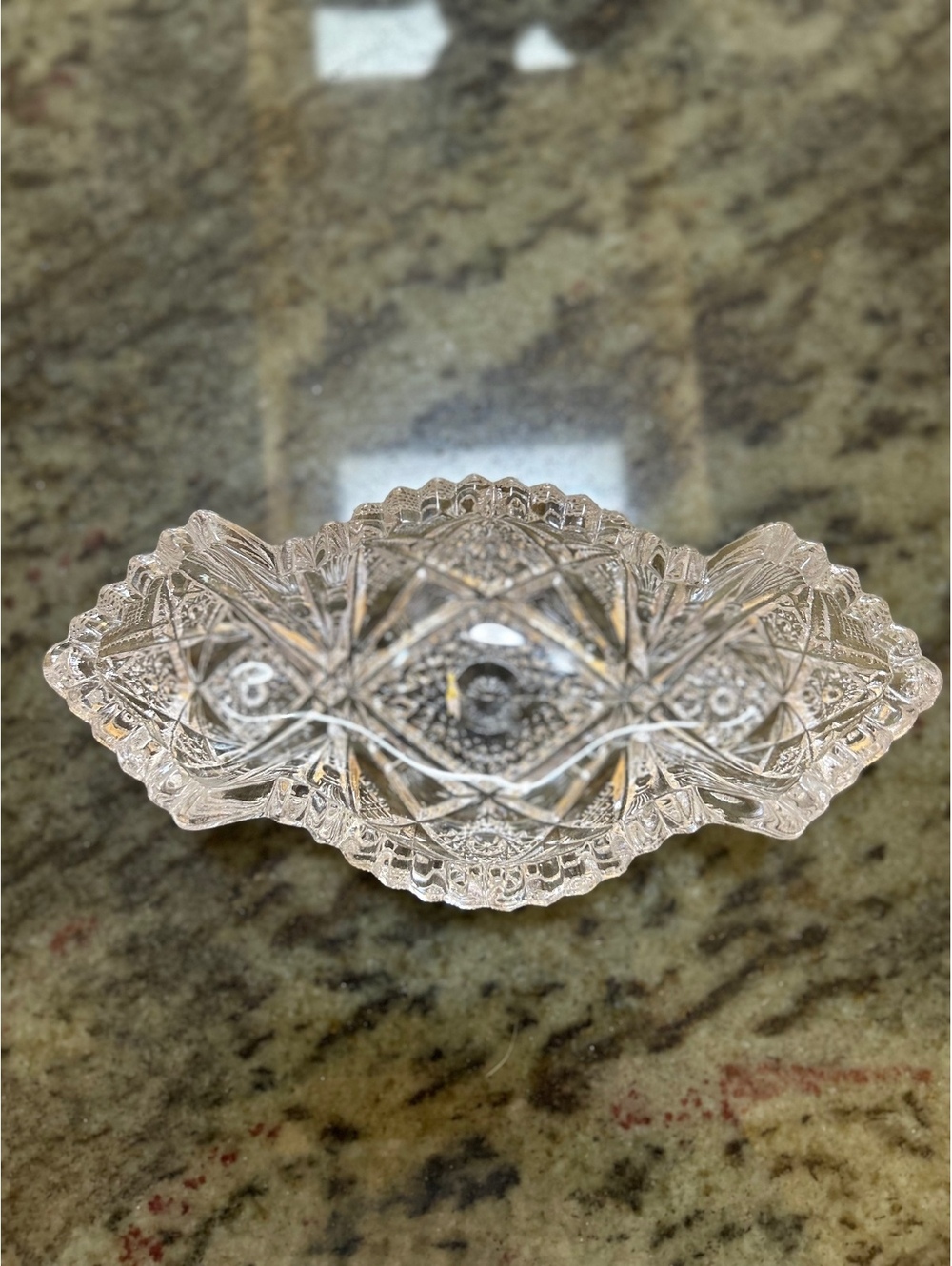 Antique Imperial Glass NuCut Pressed Glass Pickle Olive Dish Bowl #564 / #212